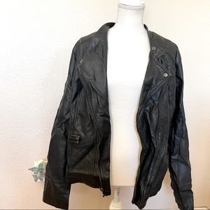 Torrid black leather motto jacket 4x